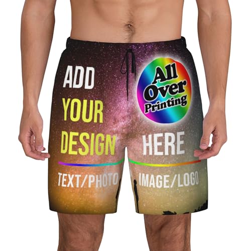 Raysent Personalisierte Herren Badehosen - Fügen Sie Ihren eigenen Text, Bild oder Logo hinzu - Schnelltrocknende, kompressionsgefütterte Strandshorts für den Sommerurlaub von Raysent