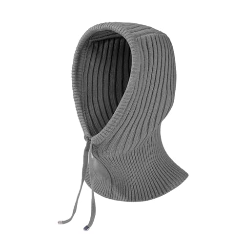 Damen Sturmhaube Strickmütze Winter Mütze Warme Kapuze Mütze Verstellbar Damen Herren Wintermützen für Draußen Balaclava(Grau) von Rayson