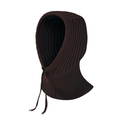 Damen Sturmhaube Strickmütze Winter Mütze Warme Kapuze Mütze Verstellbar Damen Herren Wintermützen für Draußen Balaclava(Kaffee) von Rayson