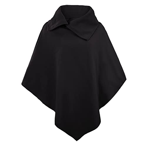 Poncho Damen Winter Herbst Elegant Klassisch Einfarbig Stretch Cape Ärmellos Charmant Locker Unregelmäßig Schal Young Fashion Top(Schwarz) von Rayson