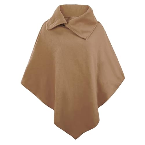 Poncho Damen Winter Herbst Elegant Klassisch Einfarbig Stretch Cape Ärmellos Charmant Locker Unregelmäßig Schal Young Fashion Top(Braun) von Rayson