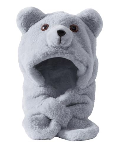 Rayson Children's Winter Hat Girls Boys Hat Scarf Warm Cute Bear Winter Hats Fleece Scarves Ear Flap 3 in 1 Set(Gris) von Rayson