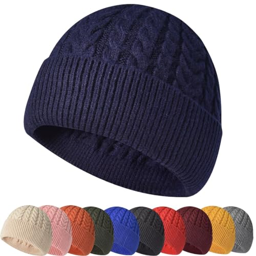 Rayson Beanie Herren Damen Wintermütze Mütze Warme Winter Mütze Unisex Warme Fleece Laufmütze Beanie Warm Strickmütze Cap Fischermütze Dockermütze Baseballkappe Cappello Antivento,Marineblau von Rayson