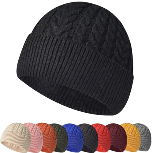 Rayson Herren Mütze Winter Wintermütze Herren Damen Strickmützen für Unisex Haube Warme Beanie Warme Fleece Laufmütze Beanie Warm Strickmütze Cap,Schwarz von Rayson