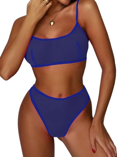 Rayson Damen Dessous Set 2 Teilig Mesh Unterwäsche Atmungsaktive Lingerie Mit Verstellbarem Schultergurt(Blau,Einheitsgröße) von Rayson