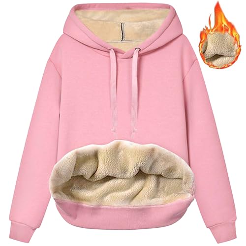 Rayson Damen Kapuzenpullover Winter Warme Fleece Gefüttert Sweatshirt Langarm Pullover Hoodie mit Tasche(Rosa,L) von Rayson