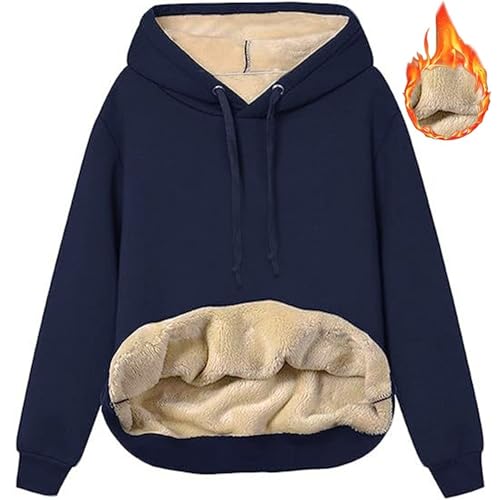 Rayson Damen Kapuzenpullover Winter Warme Fleece Gefüttert Sweatshirt Langarm Pullover Hoodie mit Tasche(Saphirblau,XL) von Rayson