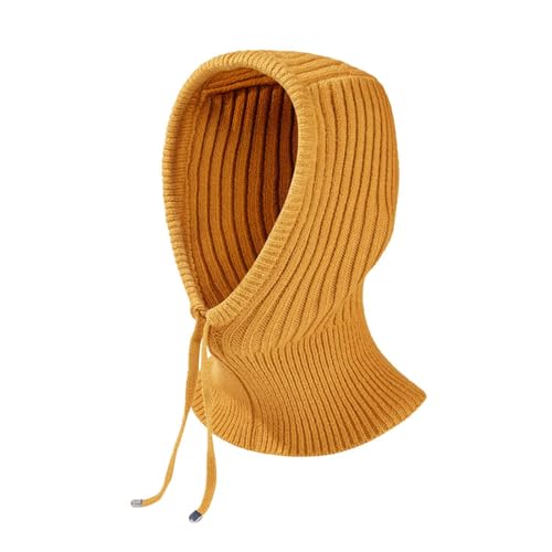 Damen Sturmhaube Strickmütze Winter Mütze Warme Kapuze Mütze Verstellbar Damen Herren Wintermützen für Draußen Balaclava(Gelb) von Rayson