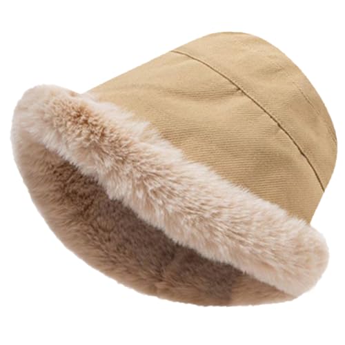 Rayson Damenmützen Winter Gefüttert Weit Elegant Mütze Damen Winter Bommel mit Ohrenschutz Fischerhut Damen Winter Winddichte Mütze Fleece Futter(Beige,One Size) von Rayson