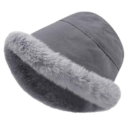 Rayson Damenmützen Winter Gefüttert Weit Elegant Mütze Damen Winter Bommel mit Ohrenschutz Fischerhut Damen Winter Winddichte Mütze Fleece Futter(Grau,One Size) von Rayson