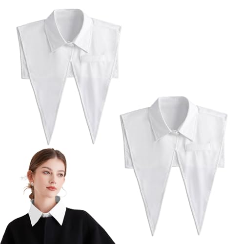 Rayson Falscher Kragen Abnehmbare Frauen Damen Krageneinsatz Top Shirts Bluse Faux Fake Kragen Spitzes Pendel（Weiß+Weiß） von Rayson