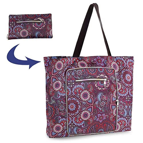 Rayson Faltbare Strandtasche Damen mit Reißverschluss Groß 46x10x43 cm Sommertaschen Badetasche xxl Familie Handtasche Shopper(Viola di Boemia,S) von Rayson