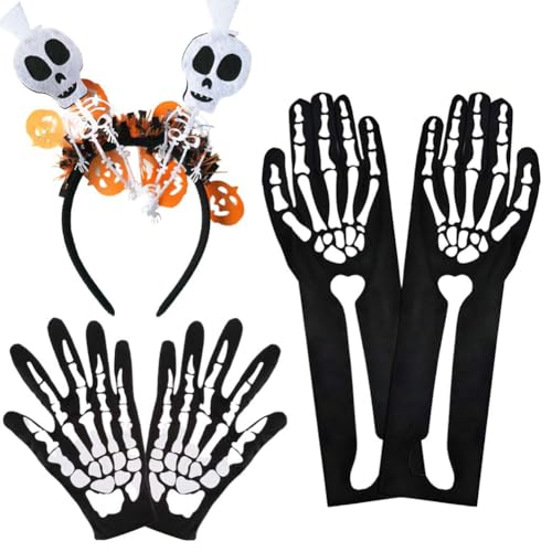 Rayson Halloween Kostüme Dekorative Handschuhe Kostüm für Maske Handschuhe Skelett Maske Handschuhe Skelett Handschuhe getragene Feiertagsdekoration von Rayson