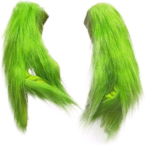 Rayson Halloween Kostüme Dekorative Handschuhe - Skelett Halbfinger Leuchtende Grinch Winter Fäustlinge Cosplay Unisex Schwarz von Rayson