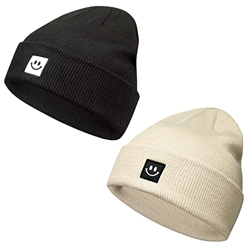 Rayson Herren Mütze Beanie Damen Herren Strickmütze Winter Mütze Jungen Mädchen Laufmütze Herren Wintermütze Damen Weihnachten Geschenke(Schwarz+Beige) von Rayson