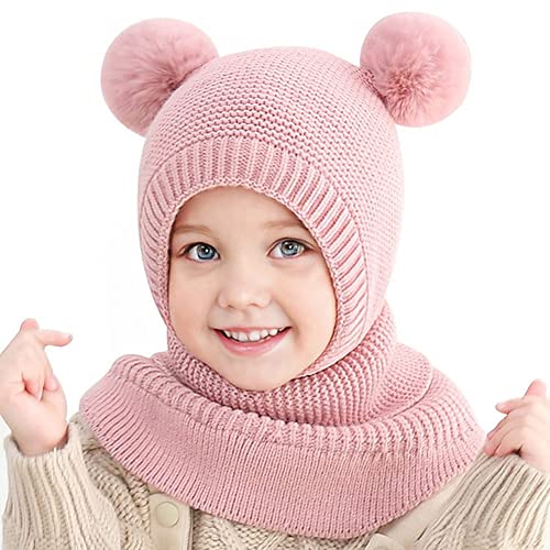 Rayson Kinder Wintermütze warme und niedliche Winter Fleece Mütze Kinder gestrickter Kapuzenschal Kopfbedeckung Sturmhaube von Rayson