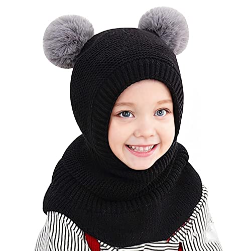 Rayson Kinder Wintermütze warme und niedliche Winter Fleece Mütze Kinder gestrickter Kapuzenschal Kopfbedeckung Sturmhaube von Rayson