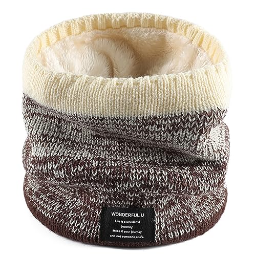 Rayson Loop Schal Damen Winter Baumwolle Strick Neck Warmer mit Fleece Weich Knitted HalswäRmer Damen Warm Gross Lang Rundschal für Männer Damen(Beige,One Size) von Rayson