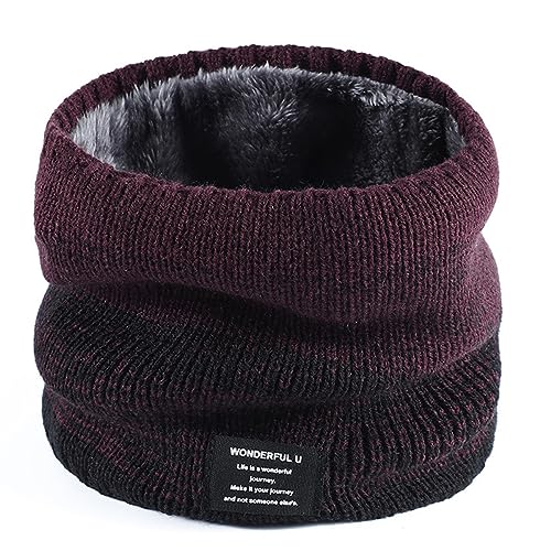 Rayson Loop Schal Damen Winter Baumwolle Strick Neck Warmer mit Fleece Weich Knitted HalswäRmer Damen Warm Gross Lang Rundschal für Männer Damen(Burgunderrot,One Size) von Rayson