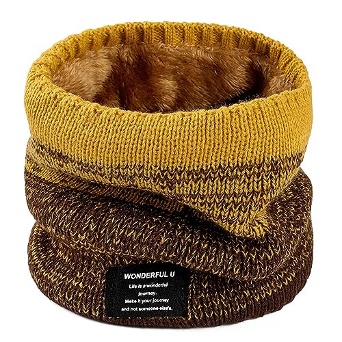 Rayson Loop Schal Damen Winter Baumwolle Strick Neck Warmer mit Fleece Weich Knitted HalswäRmer Damen Warm Gross Lang Rundschal für Männer Damen(Gelb,One Size) von Rayson