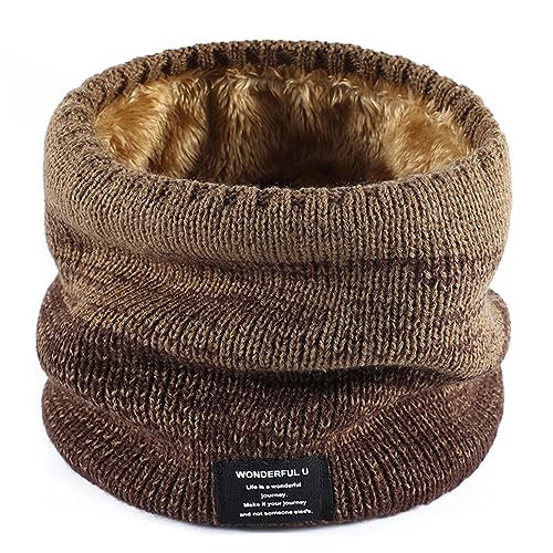 Rayson Loop Schal Damen Winter Baumwolle Strick Neck Warmer mit Fleece Weich Knitted HalswäRmer Damen Warm Gross Lang Rundschal für Männer Damen(Kaffee,One Size) von Rayson