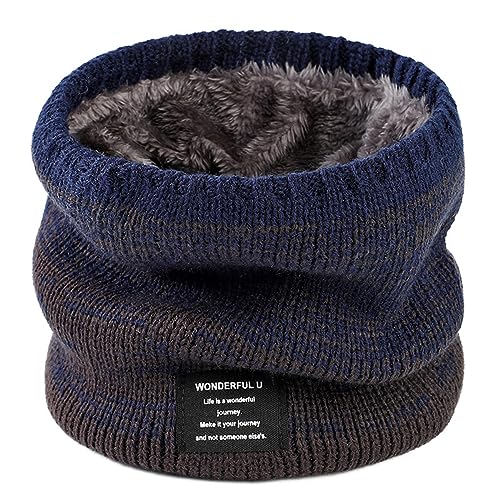 Rayson Loop Schal Damen Winter Baumwolle Strick Neck Warmer mit Fleece Weich Knitted HalswäRmer Damen Warm Gross Lang Rundschal für Männer Damen(Marineblau,One Size) von Rayson