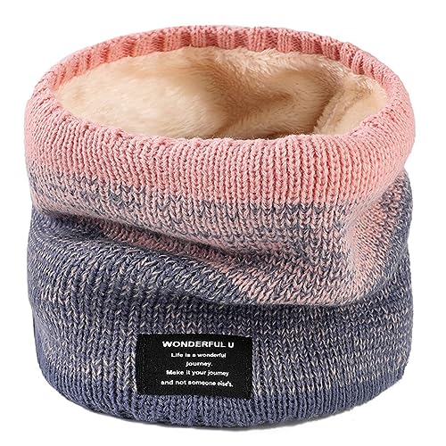 Rayson Loop Schal Damen Winter Baumwolle Strick Neck Warmer mit Fleece Weich Knitted HalswäRmer Damen Warm Gross Lang Rundschal für Männer Damen(Rosa,One Size) von Rayson
