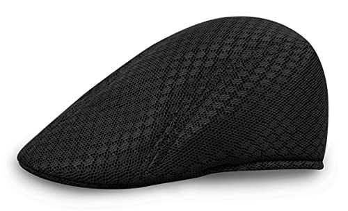 Rayson Schiebermütze Atmungsaktiv Sommer Mesh Golfermütze Newsboy -hüte Mesh Flat Entenbill Hüte Casual Cap Hollow Mesh Baskenmütze Barette Cap(Schwarz) von Rayson