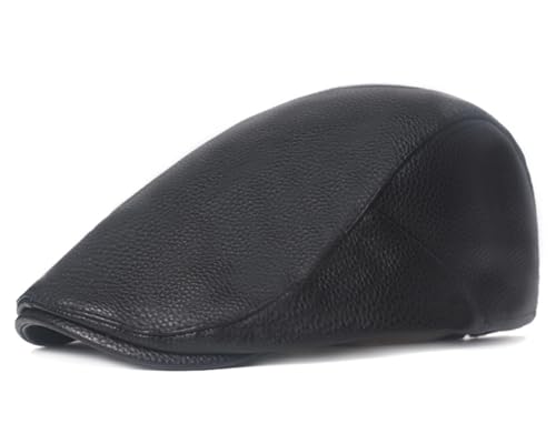 Rayson Schiebermütze PU-Leder Herren Winter Warme Retro Schirmmütze Newsboy Flatcap Gatsby Cabbie Hat(Schwarz,Einheitsgröße) von Rayson