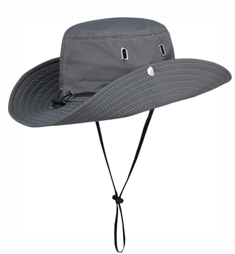 Rayson Sonnenhut Herren Damen Boonie Hut mit Breiter Krempe UV Schutz Fischerhut Faltbar Bucket Hut Sommer Safari Hut für Anglerhut Gartenhut(Dunkelgrau) von Rayson