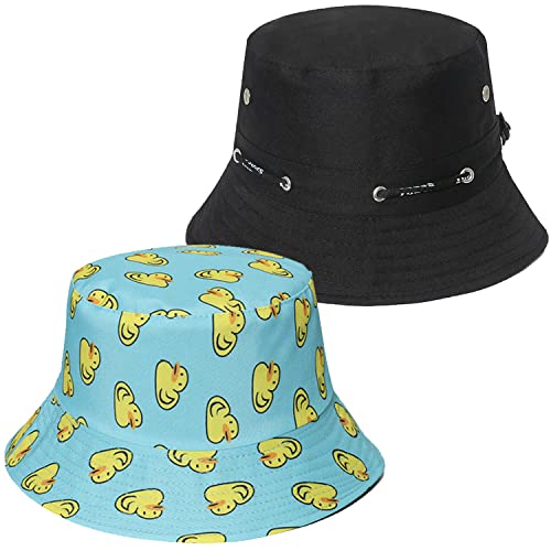 Rayson Unisex Fischerhut Fishermütze Faltbar Anglerhut für den Außenbereich Mode Draussen Bucket Hat Sonnenhut Fischerhut mit breiter Krempe Faltbare Strandkappe,Schwarz,Ente von Rayson