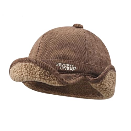 Rayson Winter Docker MüTze für Herren mit Ohrenklappen Unisex Warm Gerollte Krempe Dockercap mit Kunstfellfutter(Braun,Einheitsgröße) von Rayson