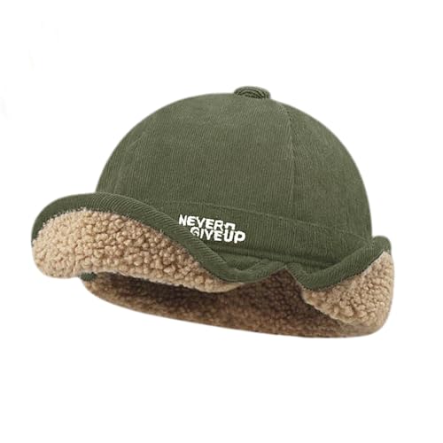 Rayson Winter Docker MüTze für Herren mit Ohrenklappen Unisex Warm Gerollte Krempe Dockercap mit Kunstfellfutter(Grün,Einheitsgröße) von Rayson