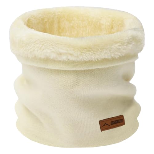 Rayson Winter Tube Neck Warmer für Herren Damen mit Plüschfutter Unisex Windschutz Strick Loop Schal(Beige,Einheitsgröße) von Rayson