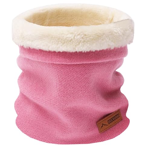 Rayson Winter Tube Neck Warmer für Herren Damen mit Plüschfutter Unisex Windschutz Strick Loop Schal(Rosa,Einheitsgröße) von Rayson