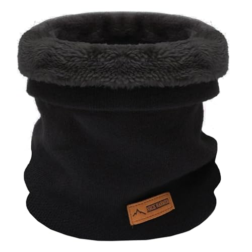 Rayson Winter Tube Neck Warmer für Herren Damen mit Plüschfutter Unisex Windschutz Strick Loop Schal(Schwarz,Einheitsgröße) von Rayson
