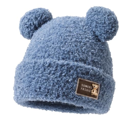 Rayson Winter Warme Plüschmütze Damen Winter Mütze Doppel Pompon Mütze Nette Warme Weiche Mode Beanie Mütze Zottelig（Blau） von Rayson