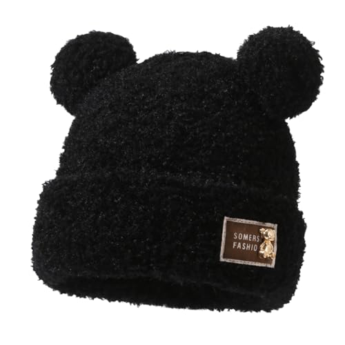 Rayson Winter Warme Plüschmütze Damen Winter Mütze Doppel Pompon Mütze Nette Warme Weiche Mode Beanie Mütze Zottelig（Schwarz） von Rayson