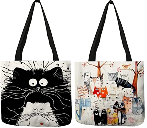 Rayson Zweiteilige Cartoon-segeltuchtasche Einkaufstasche Mit Großer KapazitÄt UmhÄngetasche Tote Bag Wiederverwendbare Einkaufstasche Waschbar 40 * 40cm Lager 10kg von Rayson