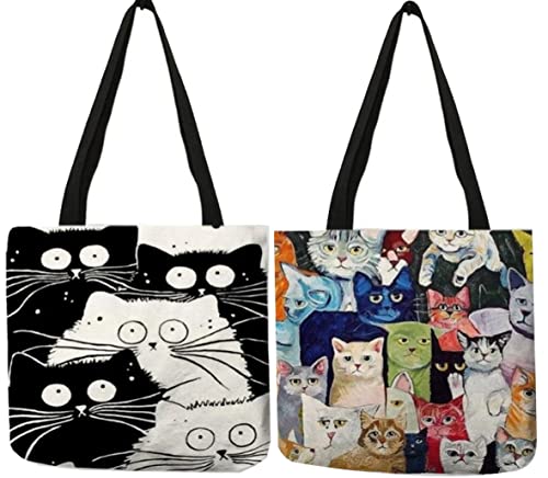 Rayson Zweiteilige Cartoon-segeltuchtasche Einkaufstasche Mit Großer KapazitÄt UmhÄngetasche Tote Bag Wiederverwendbare Einkaufstasche Waschbar 40 * 40cm Lager 10kg von Rayson