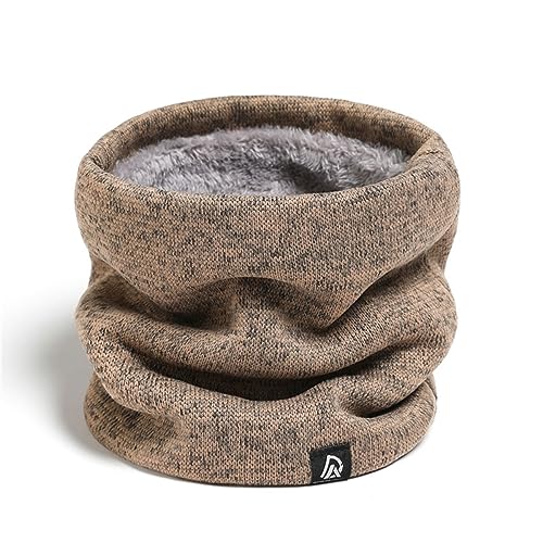 Schal herren Warme Loop Schal Loop Schal Schlauchschal Strickschal mit Fleecefutter Winter Verdickte Fleece Futter Winter Schal Warme Nackenwärmer für Herren und Damen Nackenwärme für Outdoor,Khaki von Rayson