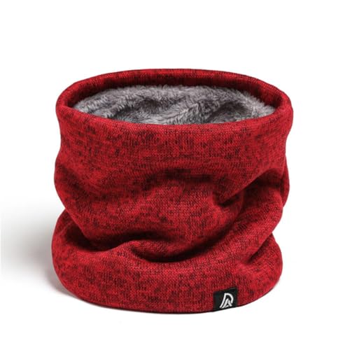 Schal herren Warme Loop Schal Loop Schal Schlauchschal Strickschal mit Fleecefutter Winter Verdickte Fleece Futter Winter Schal Warme Nackenwärmer für Herren und Damen Nackenwärme für Outdoor,Rot von Rayson