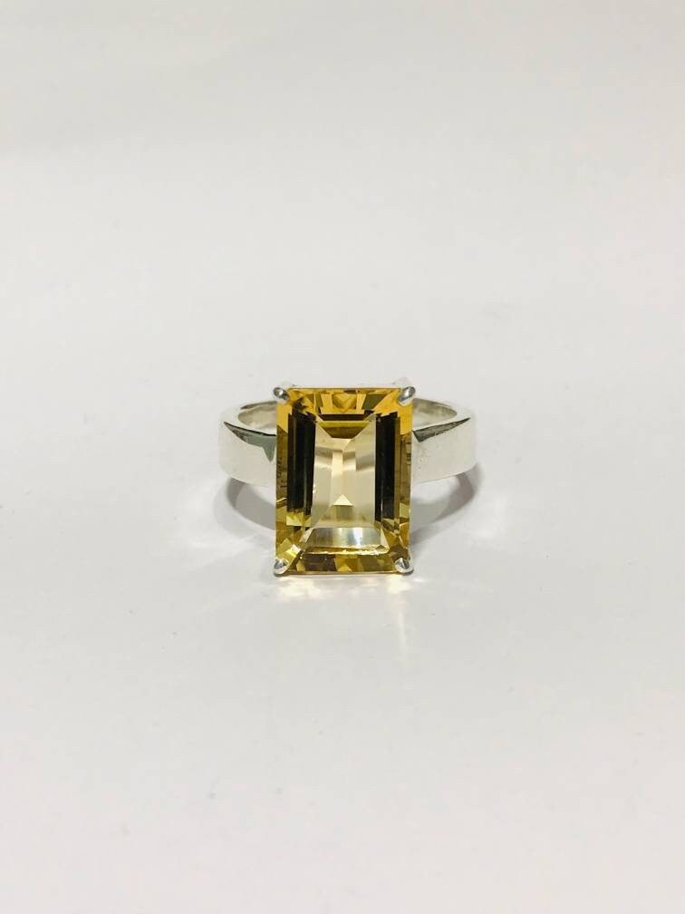 Smaragd Citrin Ring Rechteck Für Männer Und Frauen Gelber in 925 Sterling Silber November Birthstone Geschenk von RazaGemStore
