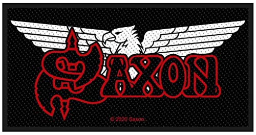 Saxon Logo & Eagle Unisex Patch schwarz/rot/weiß 100% Polyester Band-Merch, Bands von Saxon