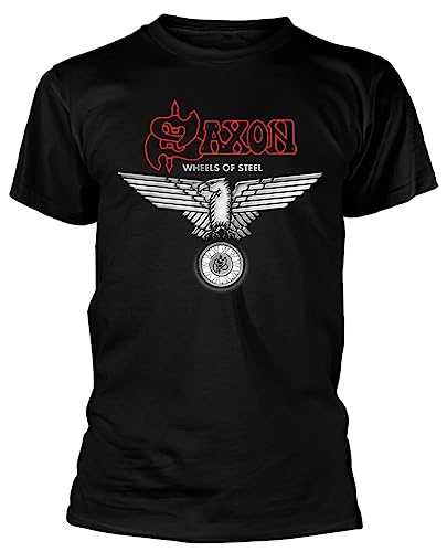 Saxon 'Wheels of Steel' (Schwarz) T-Shirt (as3, Alpha, x_l, Regular, Regular) von Razamataz