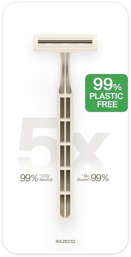 Razeco Plastikfreie Einwegrasierer – 5 Stück, 3 Klingen – Nachhaltige Rasur für eine Zero-Waste-Routine (Starlight) von Razeco