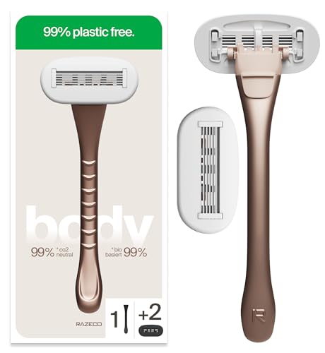 Razeco5 Pro – Plastikfreier Nassrasierer | 1 Griff + 2 Plastikfreie Wechselköpfe mit 5 präzisions Klingen | Plastikfreies Rasieren (Body) von Razeco