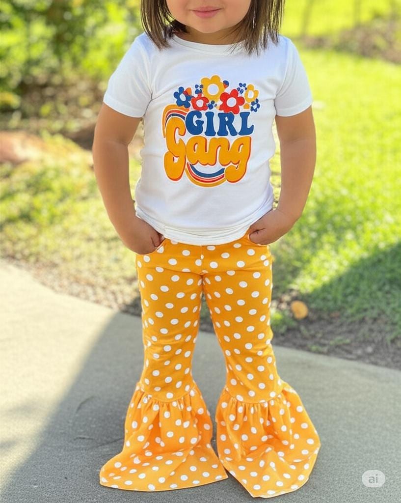 Girl Gang Shirt, Gelbe Tupfen-Schlagböden, Mädchen-Schlagböden, Frühlings-Schlagboden-Outfit, Retro-Blumen-T-Shirt Girl Gang Shirt, Gelbe Tupfen-Schlagböden, Mädchen-Schlagböden, Frühlings-Schlagboden-Outfit, Retro-Blumen-T-Shirt von Razels