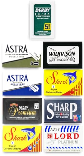 45 Qualität Double Edge Rasierklingen Sampler (9 verschiedene Marken) von Razor Blades Club