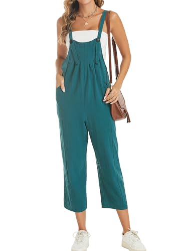 Razzlebelle Overall Damen Elegant Sommer Langer Onesie 2025 Kuschelig Ganzkörperanzug Schick Einteiler mit Verstellbaren Trägern und Taschen von Razzlebelle